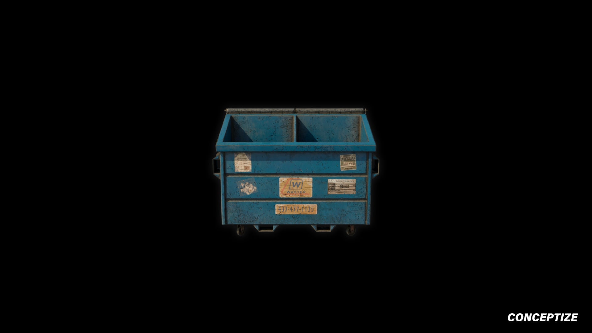 American garbage container meticulously handcrafted PBR textured 3D asset optimized Blender Unreal Engine urban trash bins dumpsters public spaces alleys