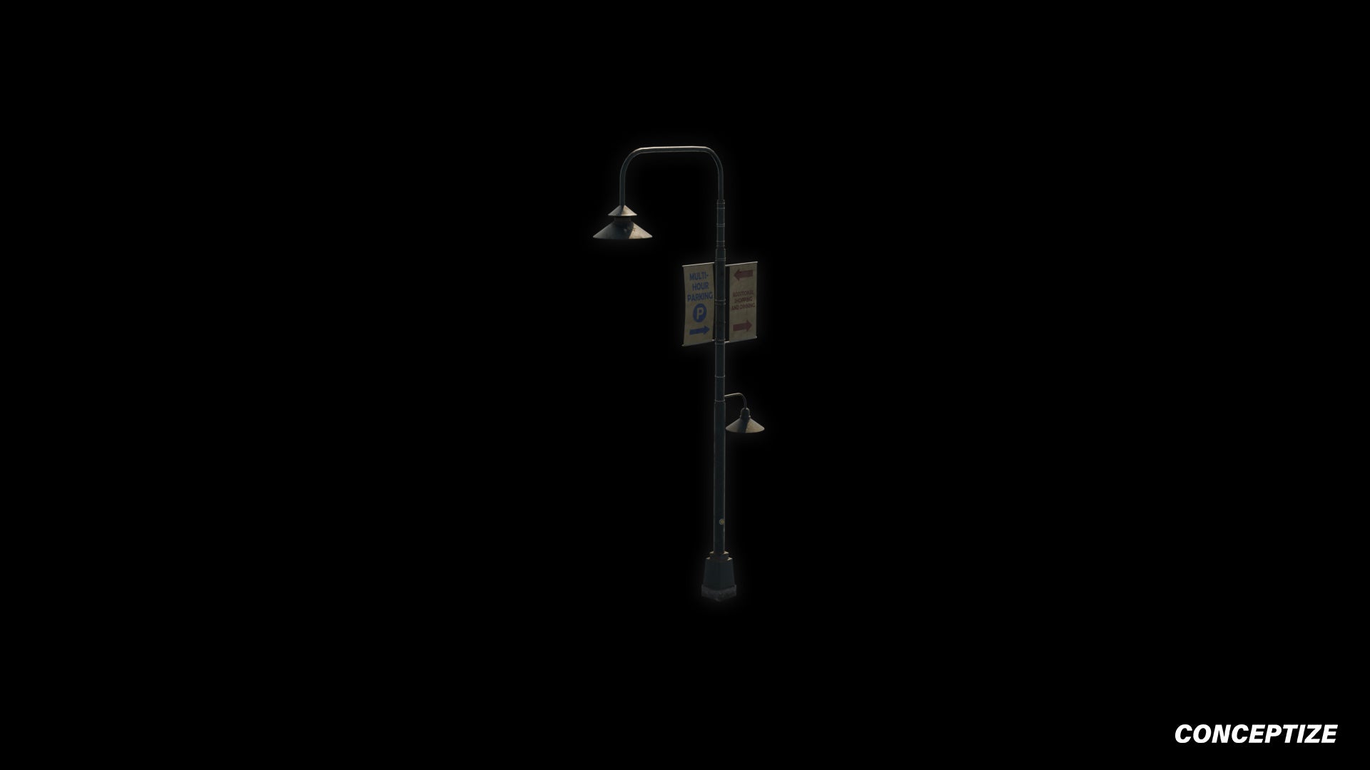 American light pole meticulously handcrafted PBR textured 3D asset optimized Blender Unreal Engine street lamppost urban illumination sidewalks public spaces