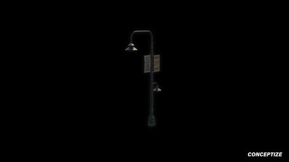 American light pole meticulously handcrafted PBR textured 3D asset optimized Blender Unreal Engine street lamppost urban illumination sidewalks public spaces