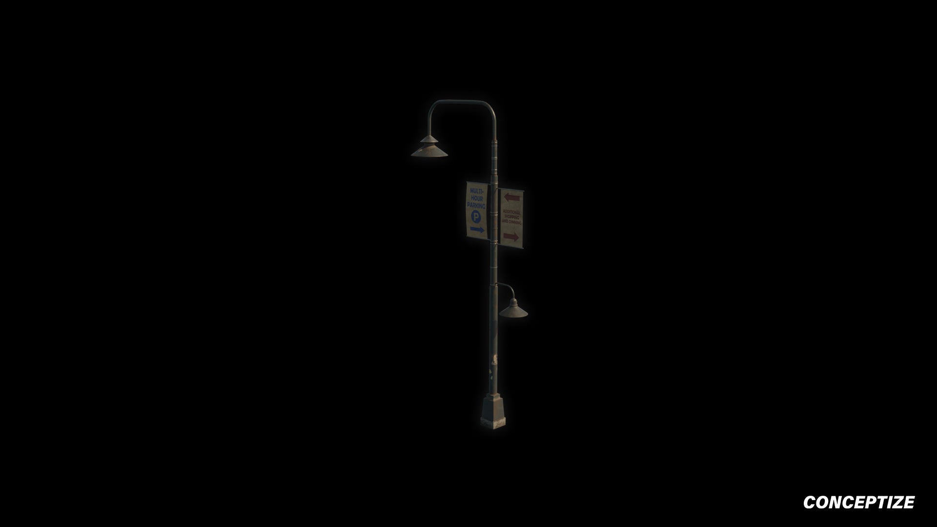 American light pole meticulously handcrafted PBR textured 3D asset optimized Blender Unreal Engine street lamppost urban illumination sidewalks public spaces