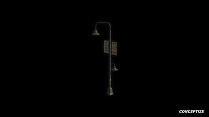American light pole meticulously handcrafted PBR textured 3D asset optimized Blender Unreal Engine street lamppost urban illumination sidewalks public spaces