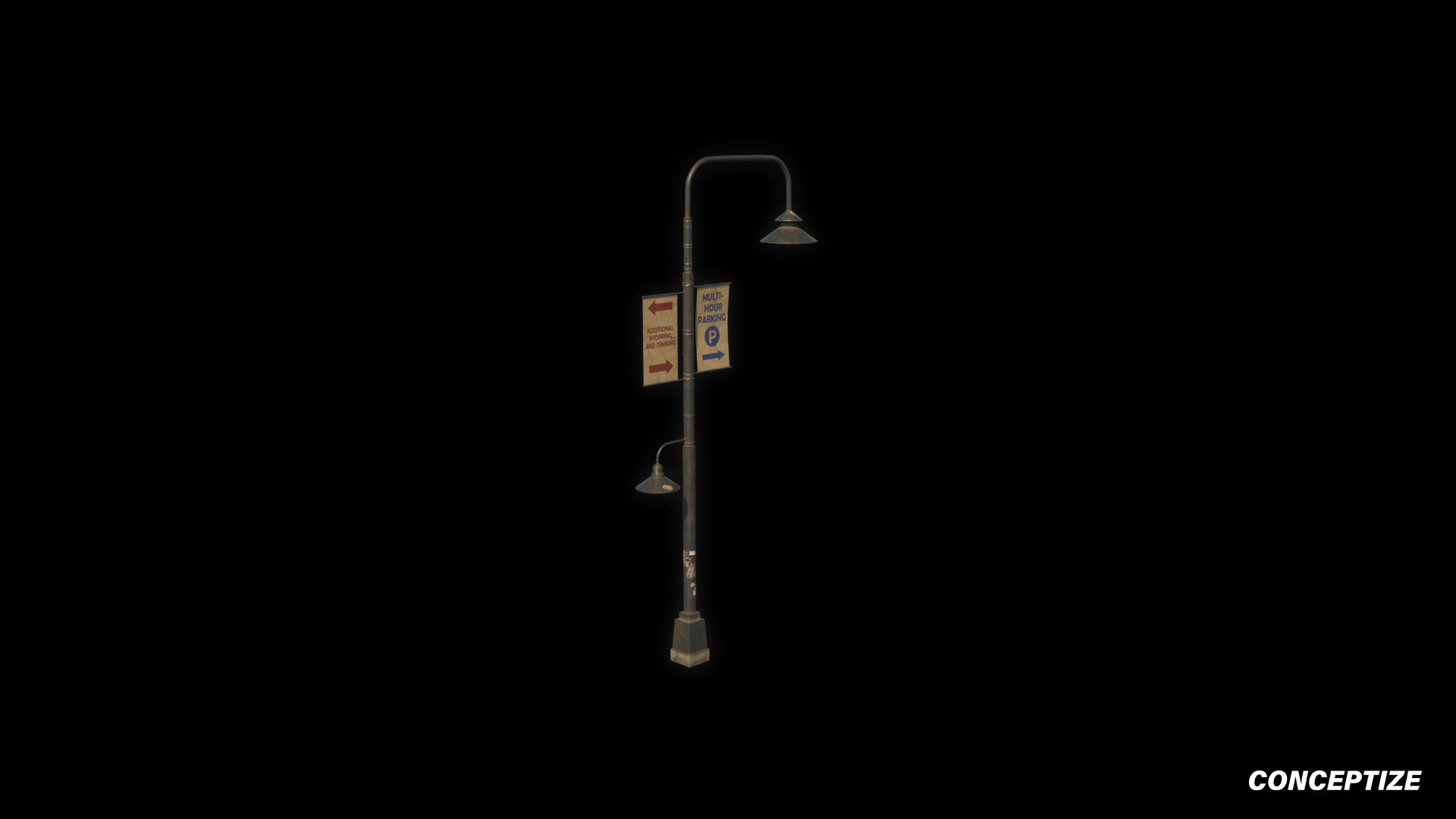 American light pole meticulously handcrafted PBR textured 3D asset optimized Blender Unreal Engine street lamppost urban illumination sidewalks public spaces