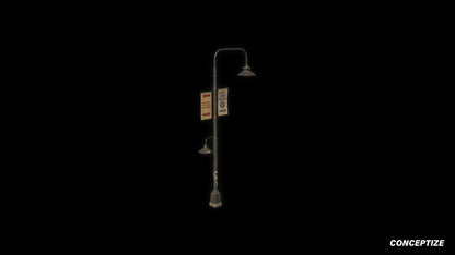 American light pole meticulously handcrafted PBR textured 3D asset optimized Blender Unreal Engine street lamppost urban illumination sidewalks public spaces