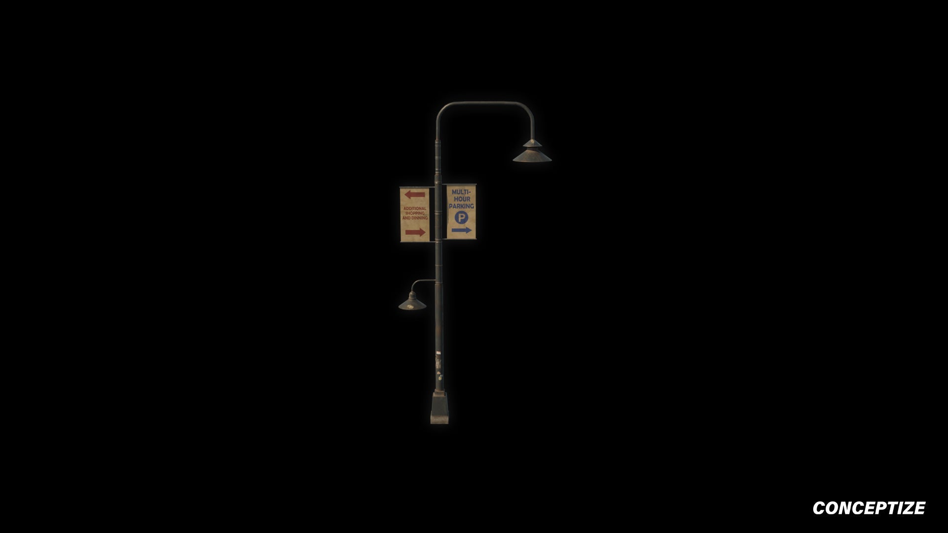 American light pole meticulously handcrafted PBR textured 3D asset optimized Blender Unreal Engine street lamppost urban illumination sidewalks public spaces