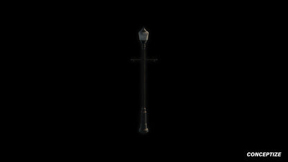 American light pole meticulously handcrafted PBR textured 3D asset optimized Blender Unreal Engine street lamppost urban illumination sidewalks public spaces
