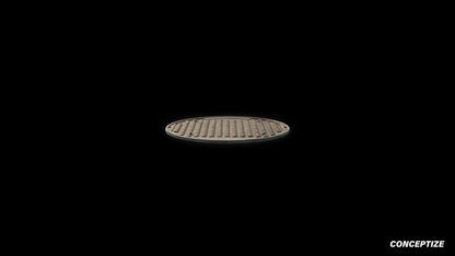 American manhole meticulously handcrafted PBR textured 3D asset optimized Blender Unreal Engine sewer cover utility access street infrastructure urban streets sidewalks