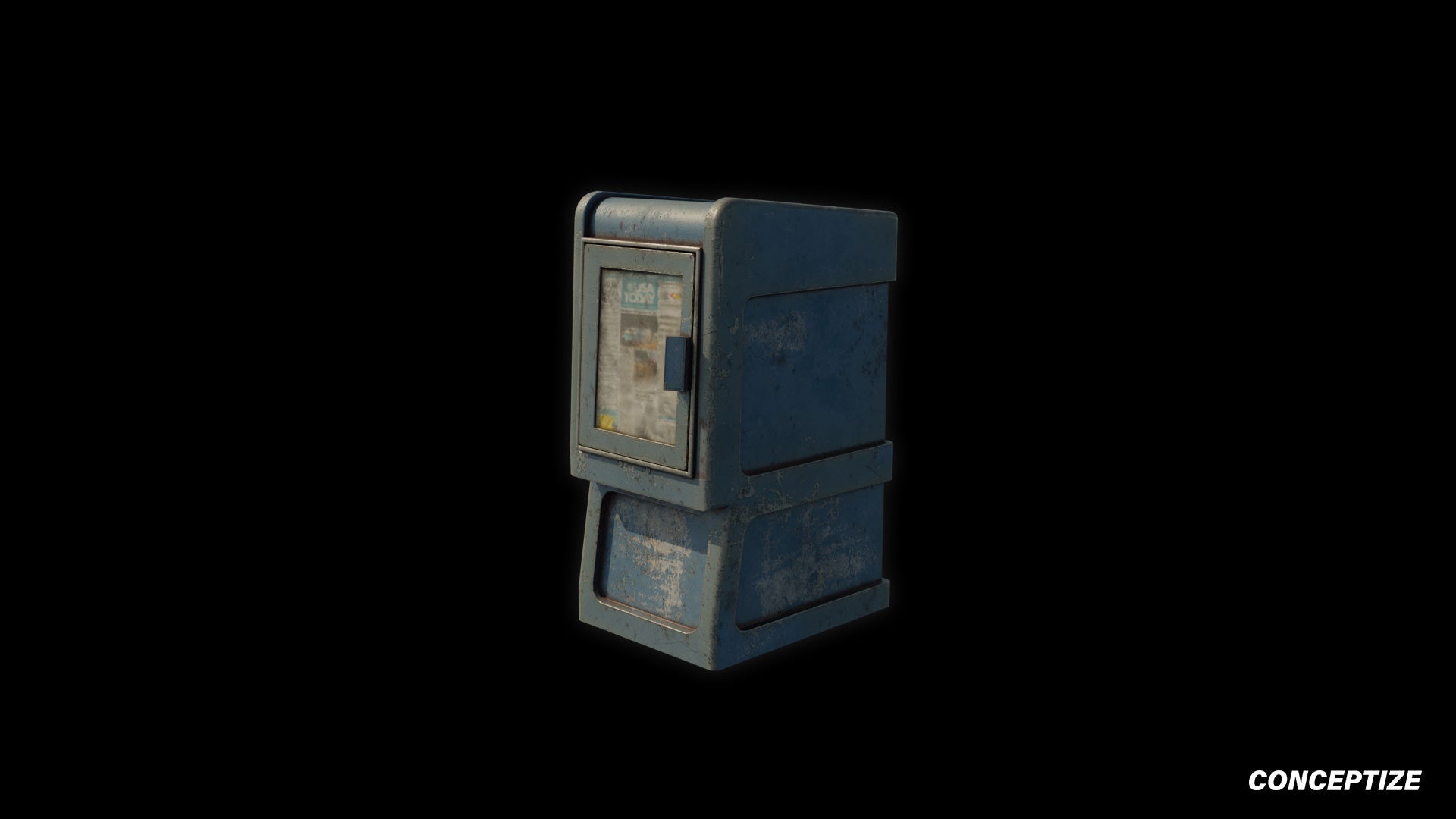 American newspaper street box meticulously handcrafted PBR textured 3D asset optimized Blender Unreal Engine newsstand media kiosk urban streets sidewalks