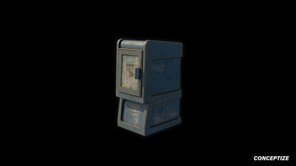 American newspaper street box meticulously handcrafted PBR textured 3D asset optimized Blender Unreal Engine newsstand media kiosk urban streets sidewalks