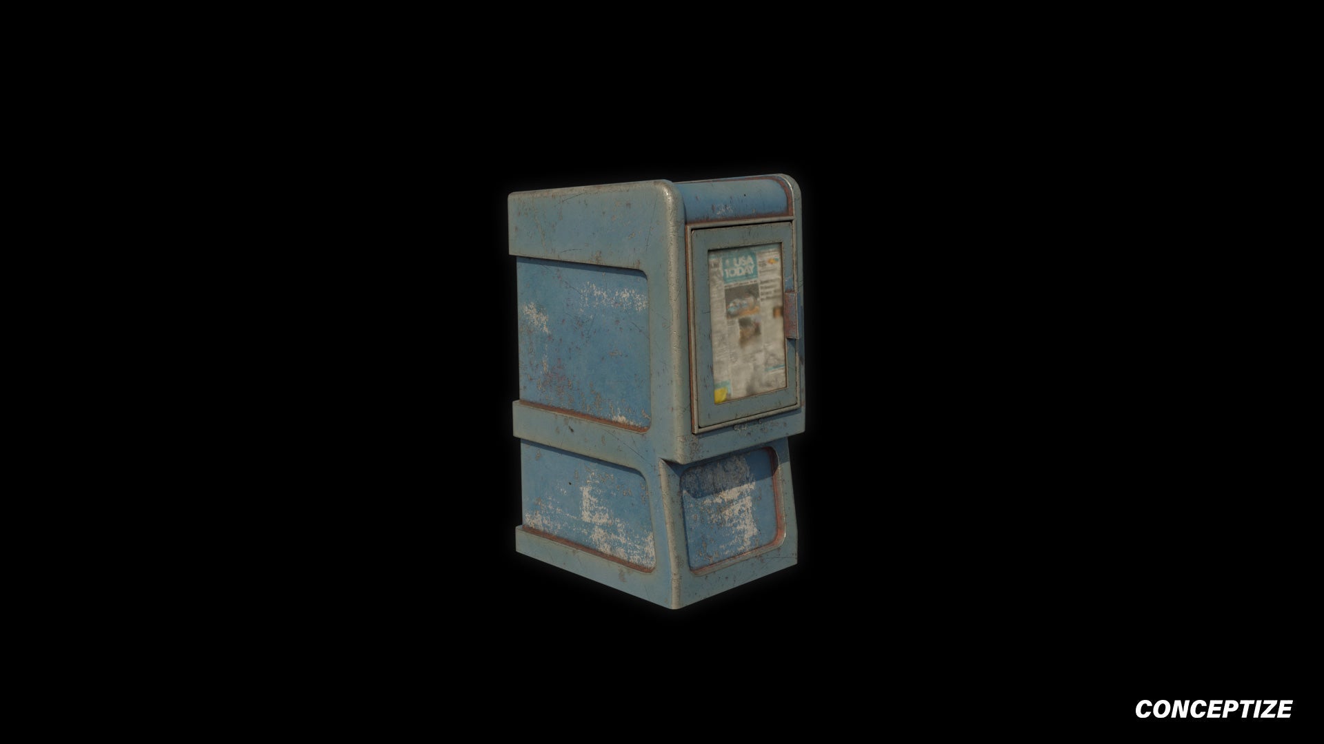 American newspaper street box meticulously handcrafted PBR textured 3D asset optimized Blender Unreal Engine newsstand media kiosk urban streets sidewalks