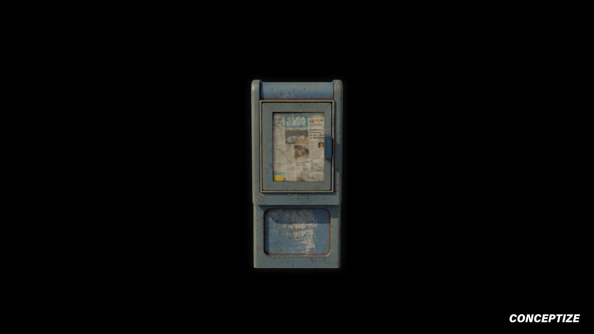 American newspaper street box meticulously handcrafted PBR textured 3D asset optimized Blender Unreal Engine newsstand media kiosk urban streets sidewalks