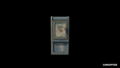 American newspaper street box meticulously handcrafted PBR textured 3D asset optimized Blender Unreal Engine newsstand media kiosk urban streets sidewalks