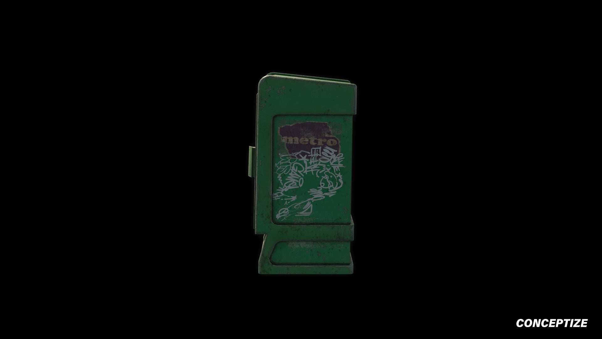 American newspaper street box meticulously handcrafted PBR textured 3D asset optimized Blender Unreal Engine newsstand media kiosk urban streets sidewalks