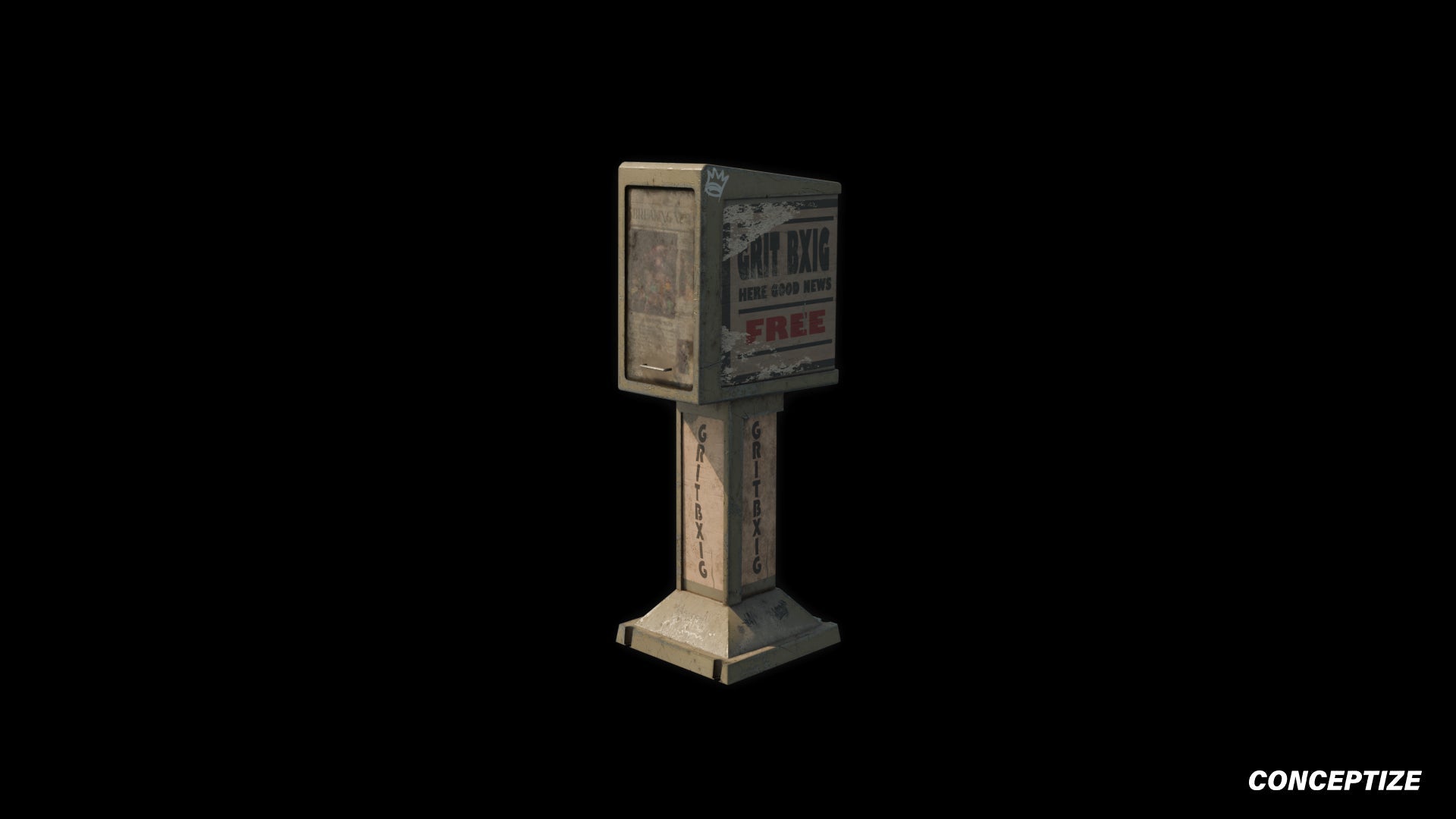 American newspaper street box meticulously handcrafted PBR textured 3D asset optimized Blender Unreal Engine newsstand media kiosk urban streets sidewalks