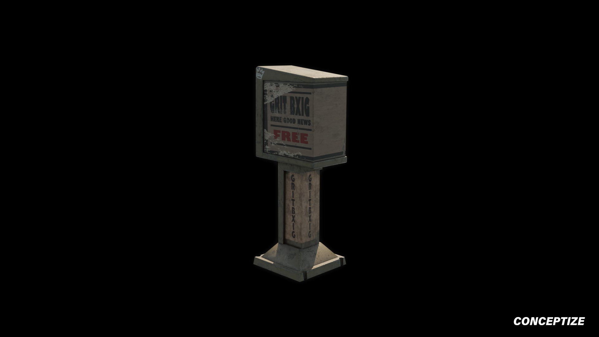 American newspaper street box meticulously handcrafted PBR textured 3D asset optimized Blender Unreal Engine newsstand media kiosk urban streets sidewalks