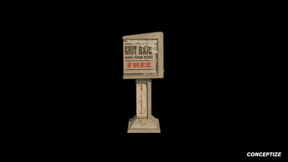 American newspaper street box meticulously handcrafted PBR textured 3D asset optimized Blender Unreal Engine newsstand media kiosk urban streets sidewalks
