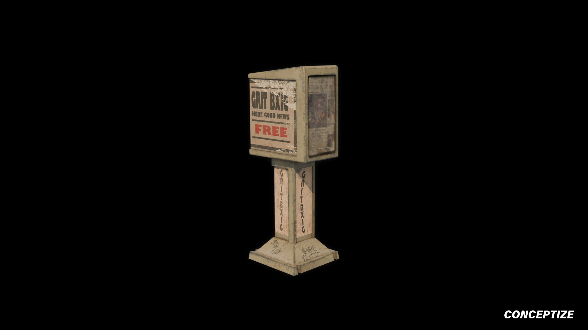 American newspaper street box meticulously handcrafted PBR textured 3D asset optimized Blender Unreal Engine newsstand media kiosk urban streets sidewalks
