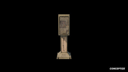 American newspaper street box meticulously handcrafted PBR textured 3D asset optimized Blender Unreal Engine newsstand media kiosk urban streets sidewalks