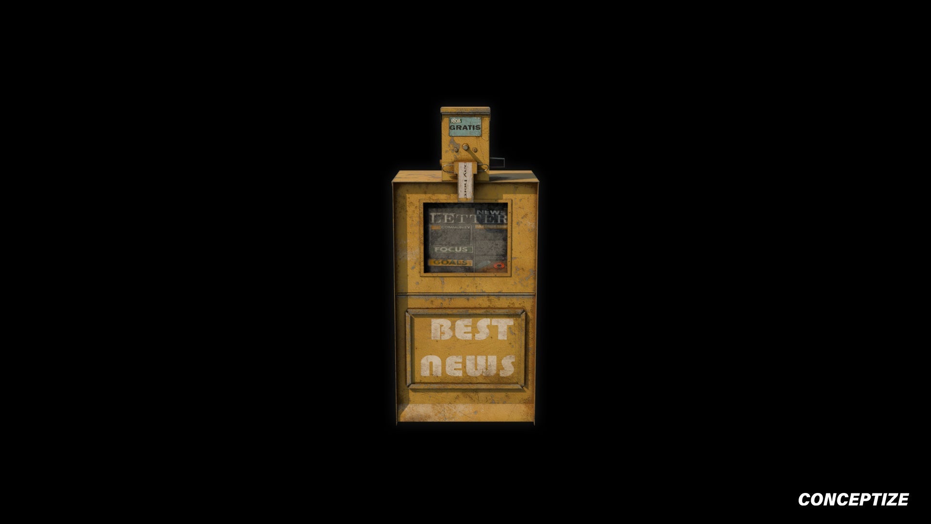 American newspaper street box meticulously handcrafted PBR textured 3D asset optimized Blender Unreal Engine newsstand media kiosk urban streets sidewalks