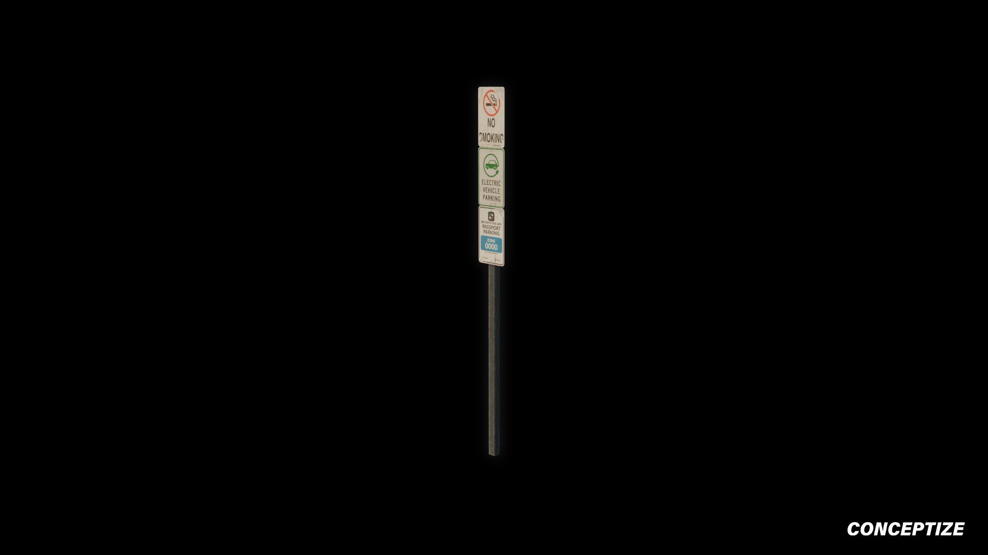American no parking sign meticulously handcrafted PBR textured 3D asset optimized Blender Unreal Engine traffic street signage urban streets sidewalks