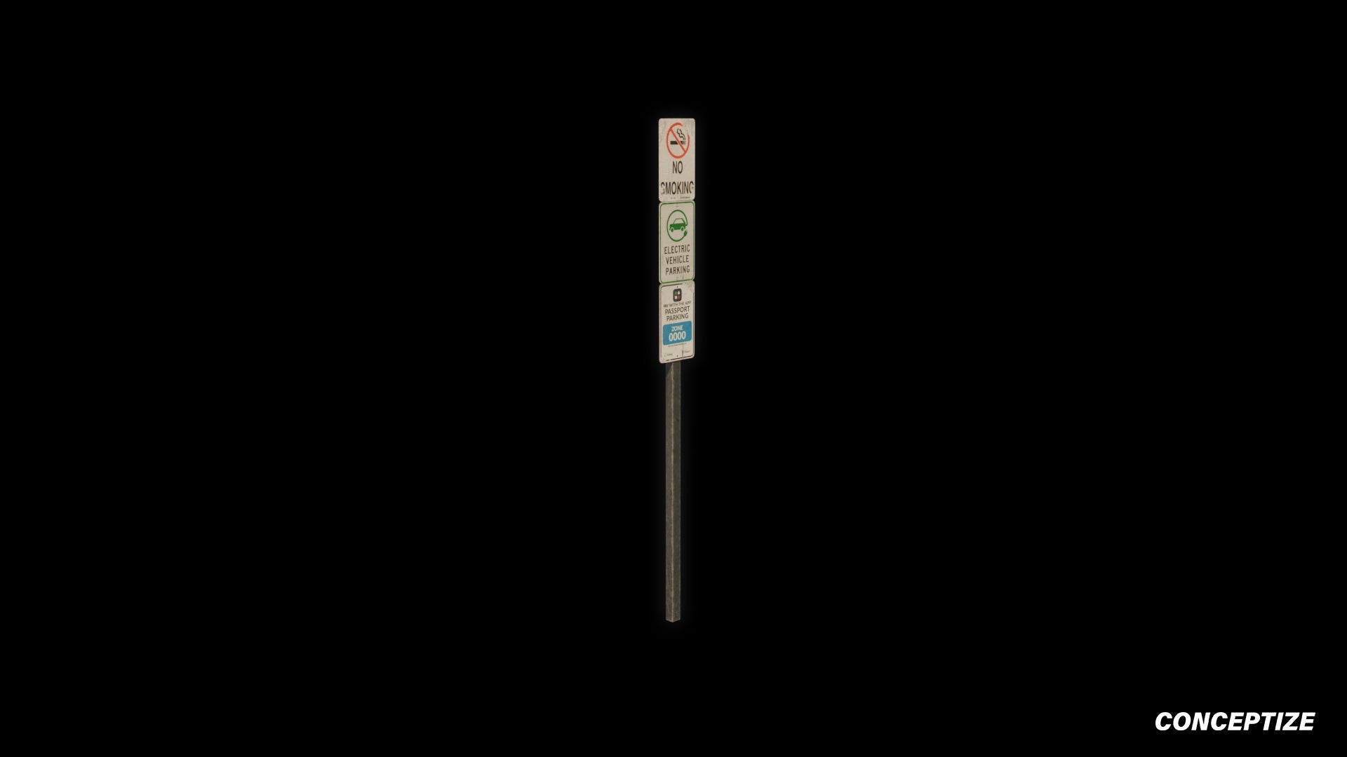 American no parking sign meticulously handcrafted PBR textured 3D asset optimized Blender Unreal Engine traffic street signage urban streets sidewalks