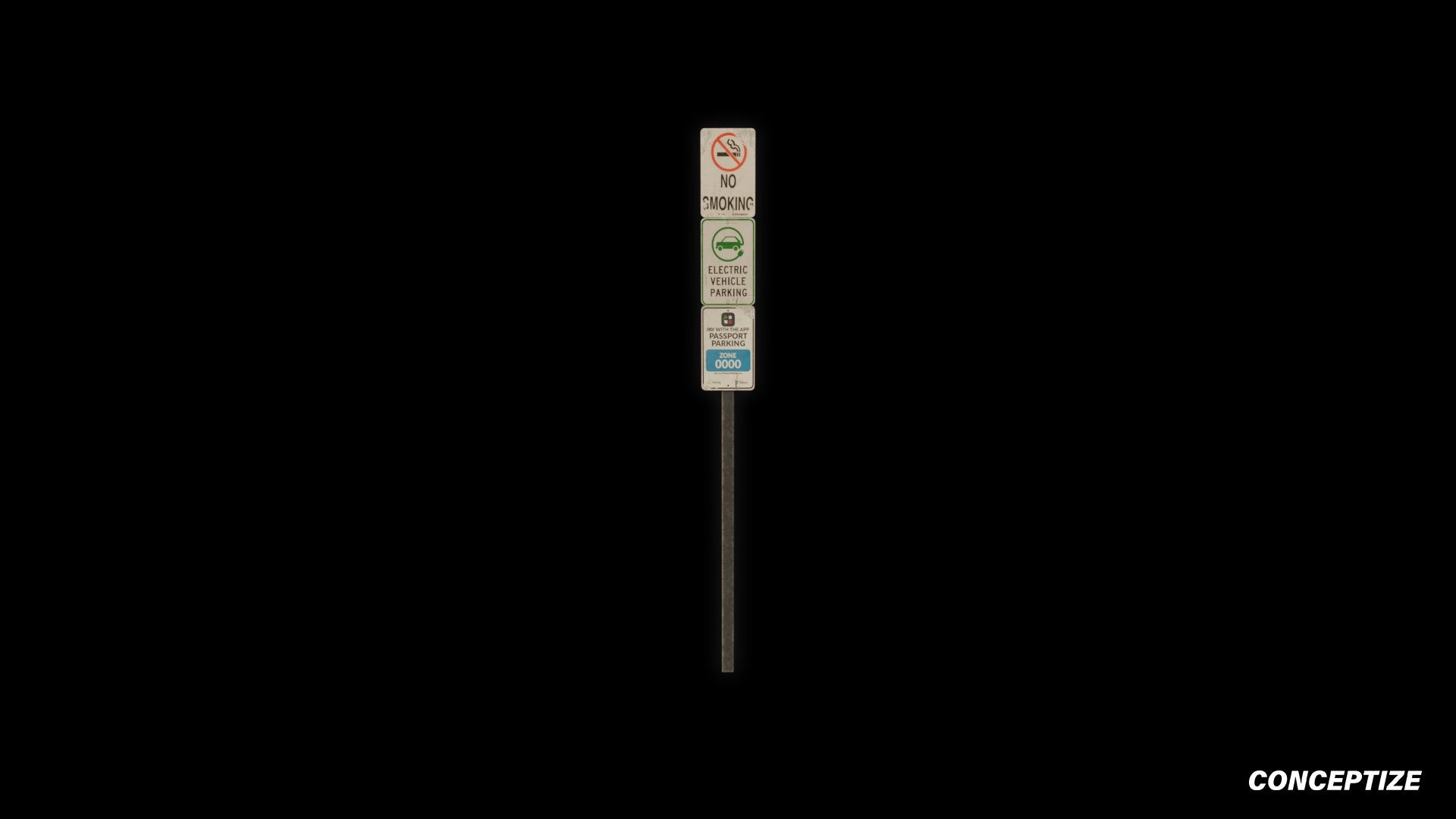 American no parking sign meticulously handcrafted PBR textured 3D asset optimized Blender Unreal Engine traffic street signage urban streets sidewalks