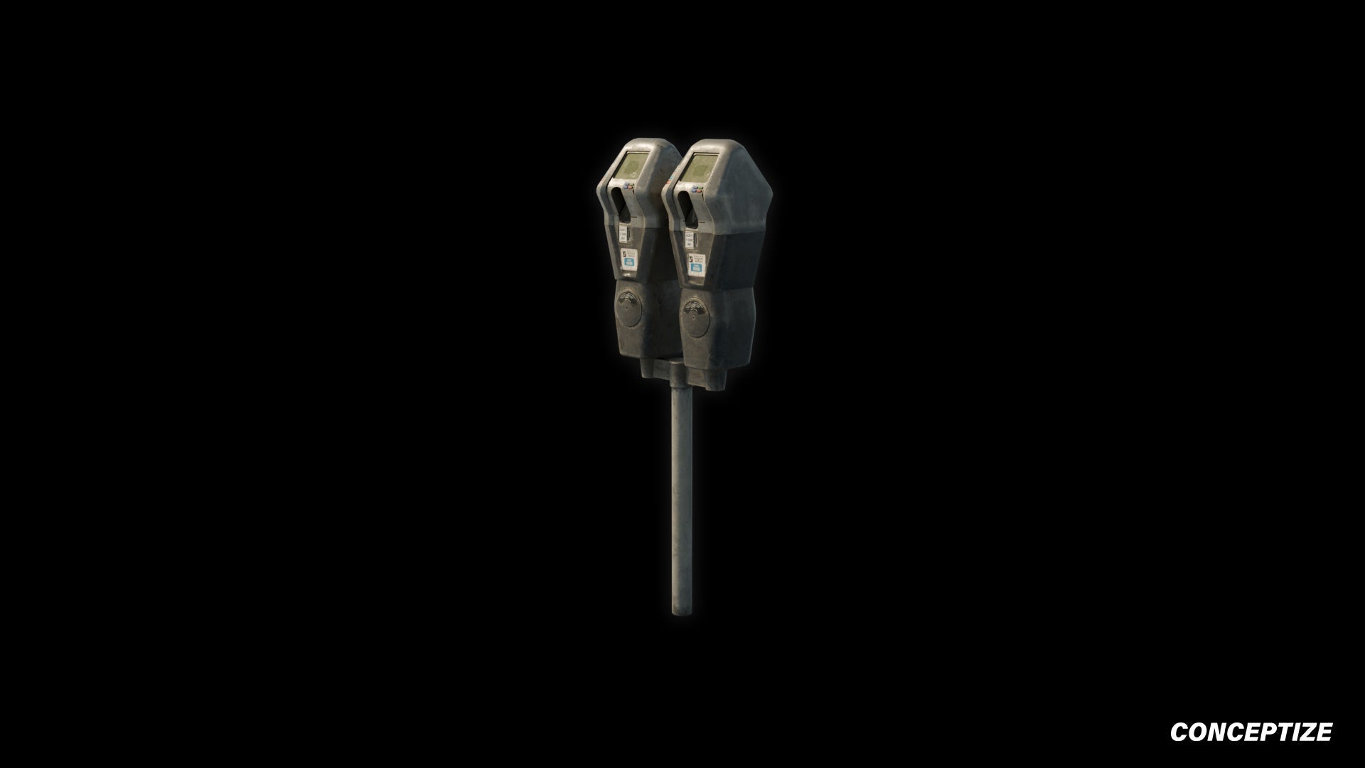 American parkimeter meticulously handcrafted PBR textured 3D asset optimized Blender Unreal Engine parking meter street meter urban streets sidewalks
