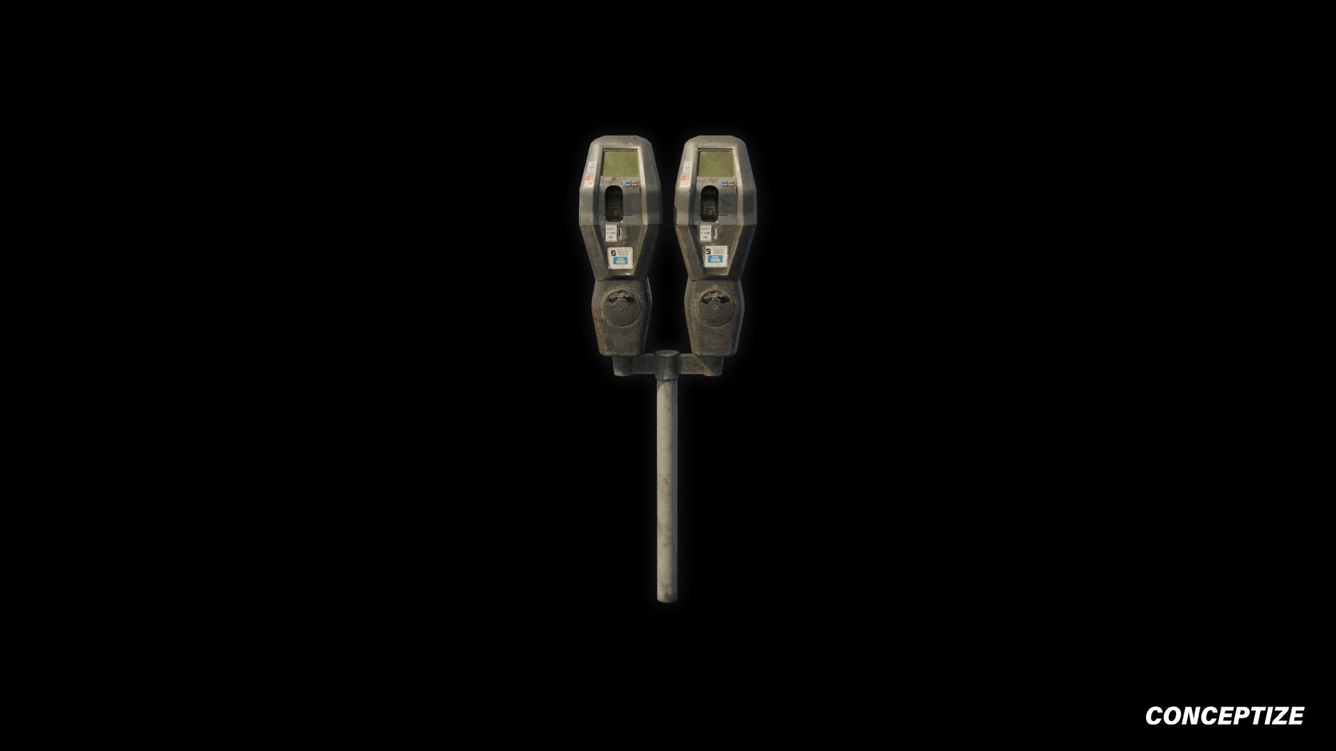 American parkimeter meticulously handcrafted PBR textured 3D asset optimized Blender Unreal Engine parking meter street meter urban streets sidewalks