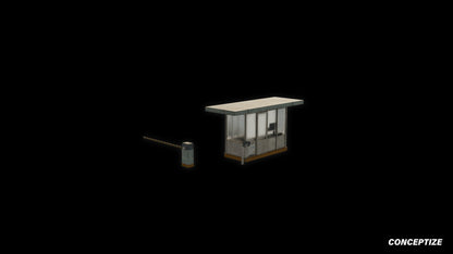 American parking entrance booth bar meticulously handcrafted PBR textured 3D asset optimized Blender Unreal Engine toll booth parking station urban streets