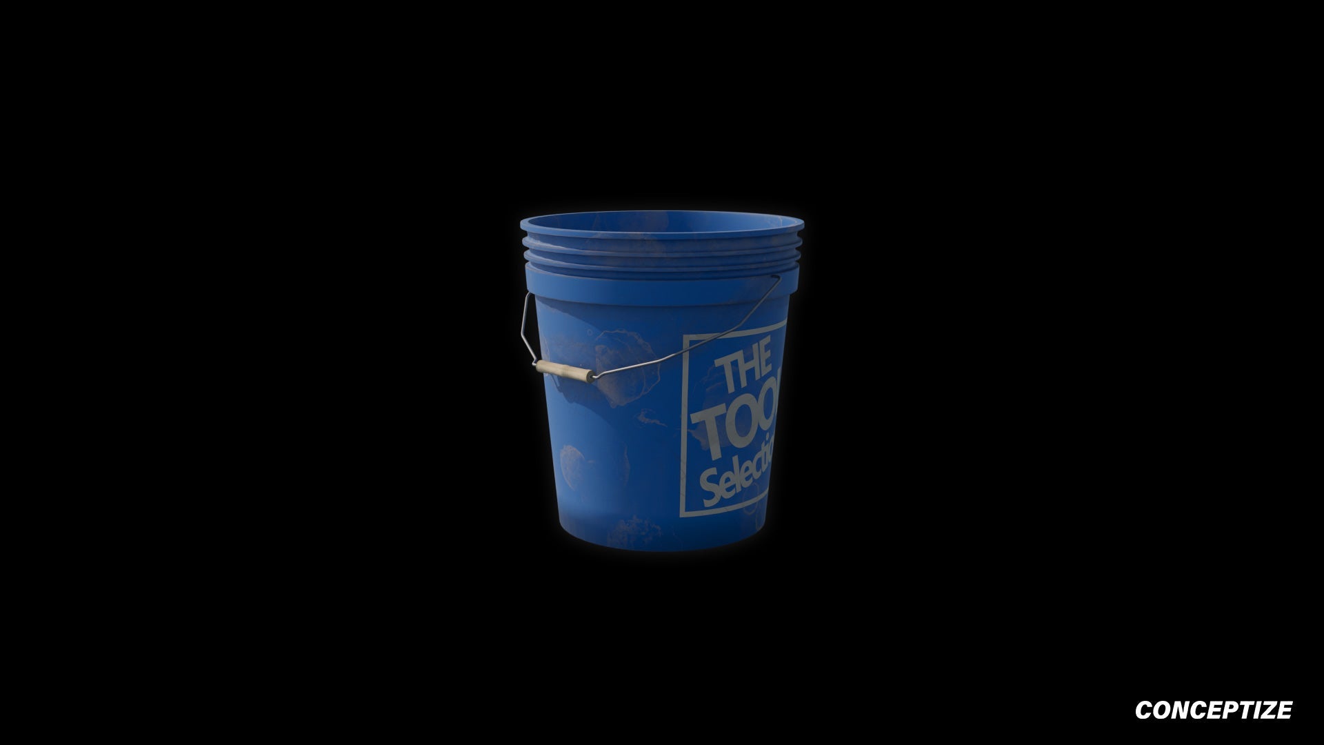 Bucket meticulously handcrafted PBR textured 3D asset optimized Blender Unreal Engine pail container storage vessel cleaning equipment construction prop
