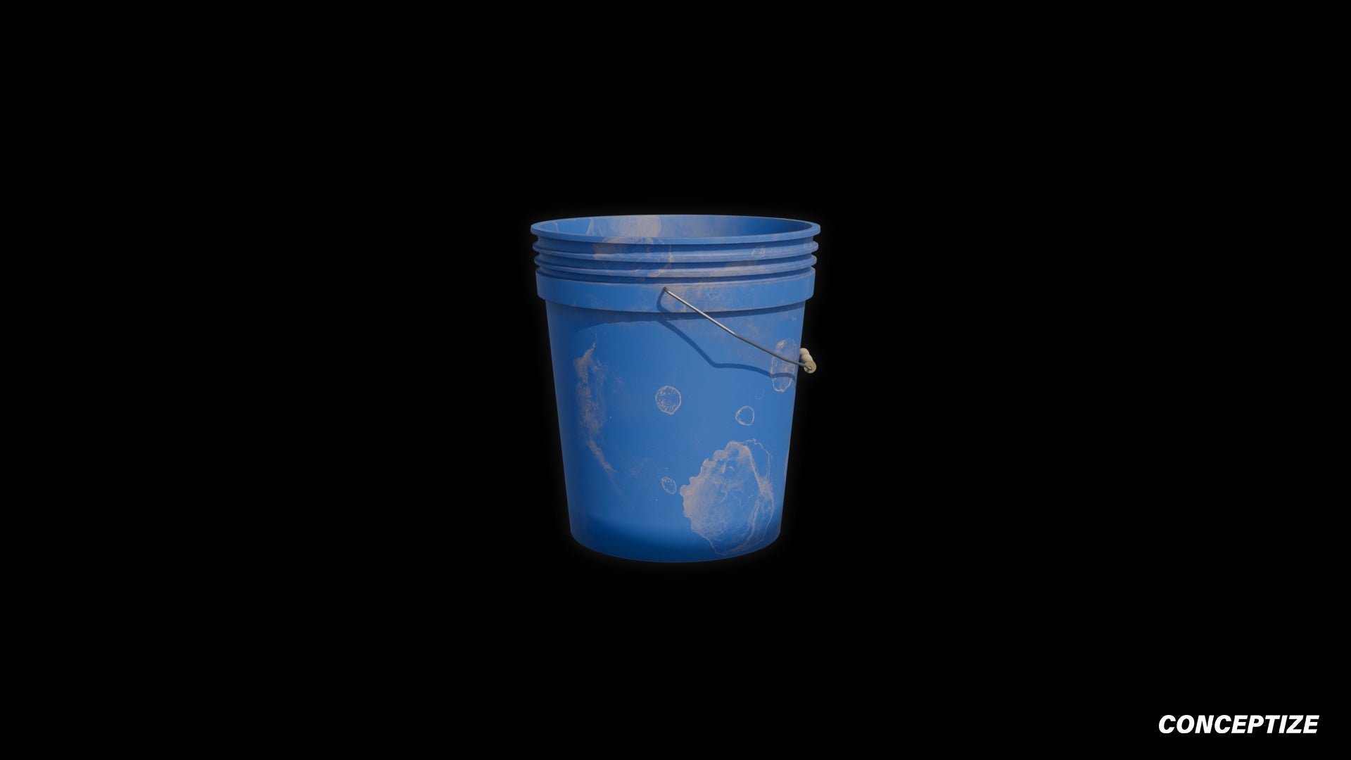 Bucket meticulously handcrafted PBR textured 3D asset optimized Blender Unreal Engine pail container storage vessel cleaning equipment construction prop