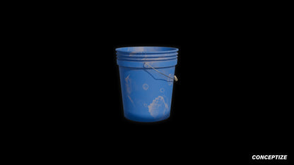 Bucket meticulously handcrafted PBR textured 3D asset optimized Blender Unreal Engine pail container storage vessel cleaning equipment construction prop