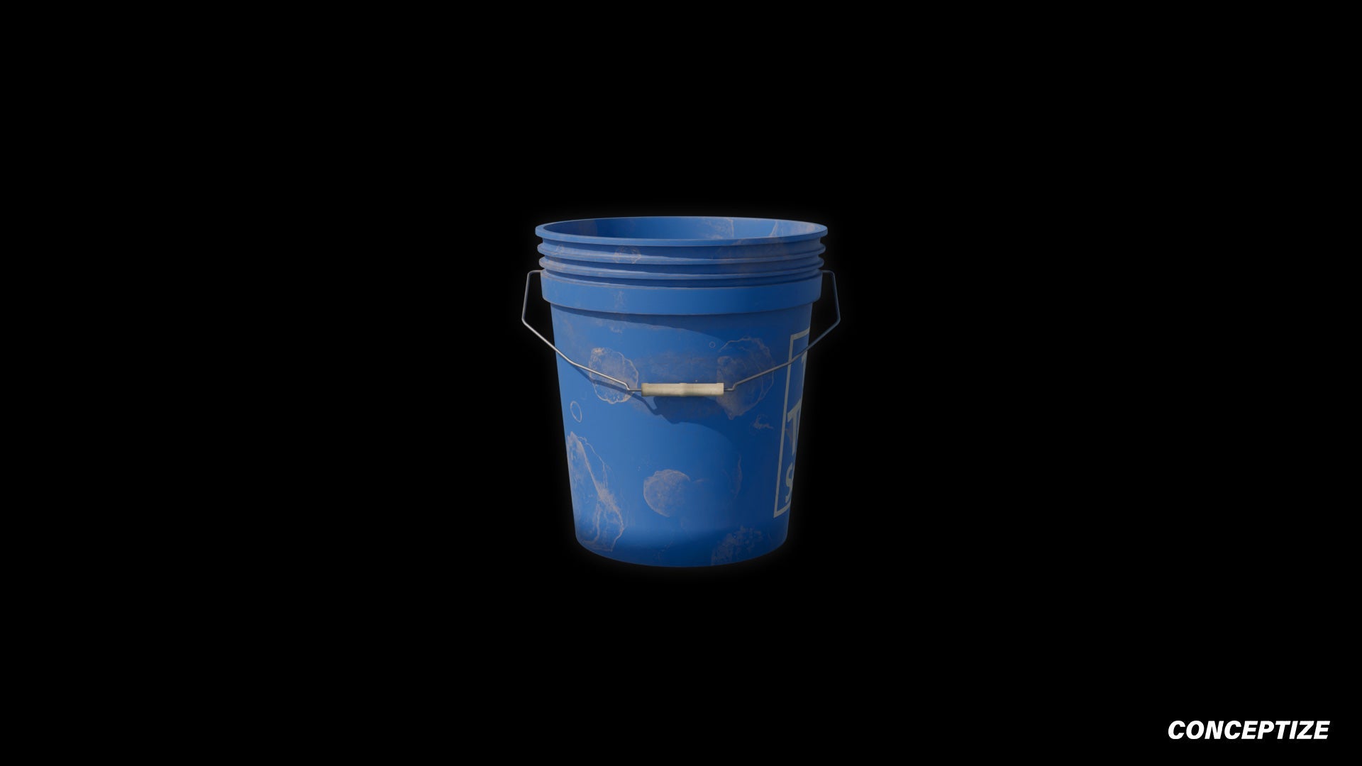 Bucket meticulously handcrafted PBR textured 3D asset optimized Blender Unreal Engine pail container storage vessel cleaning equipment construction prop