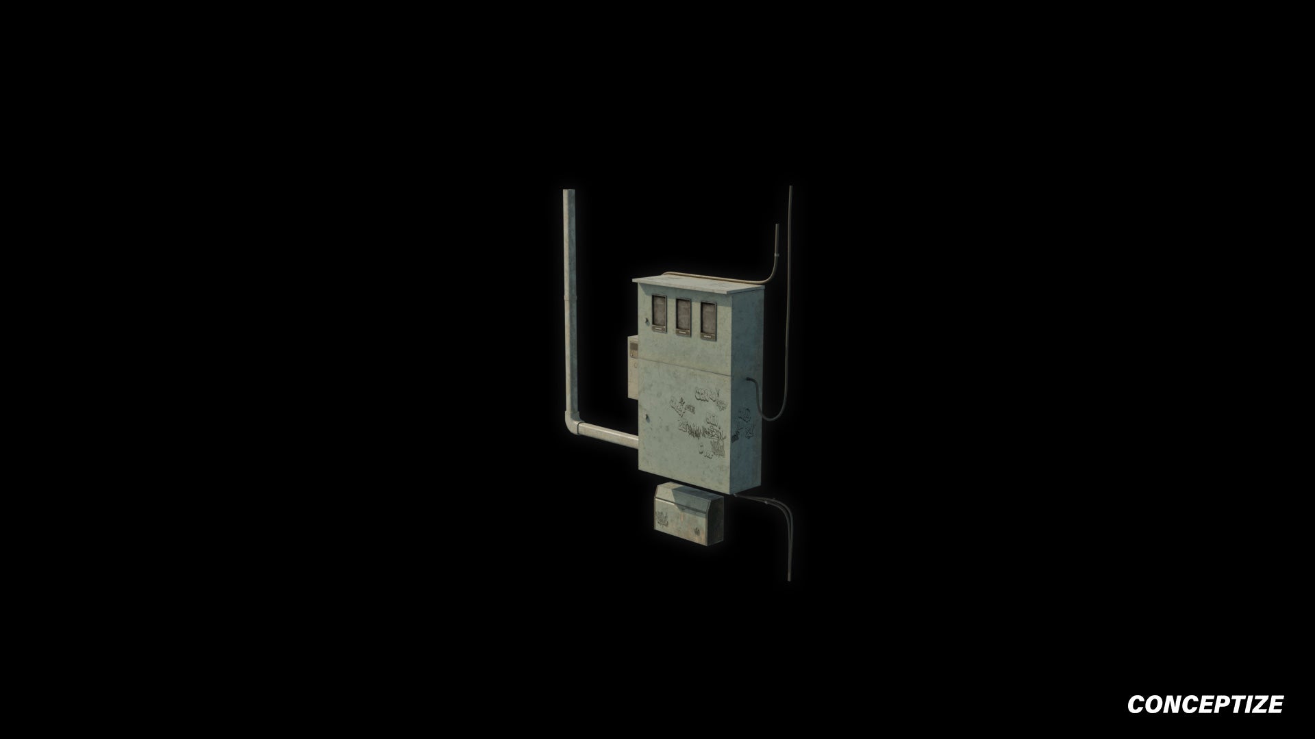 Utility box meticulously handcrafted PBR textured 3D asset optimized Blender Unreal Engine electrical enclosure junction cabinet control panel urban streets