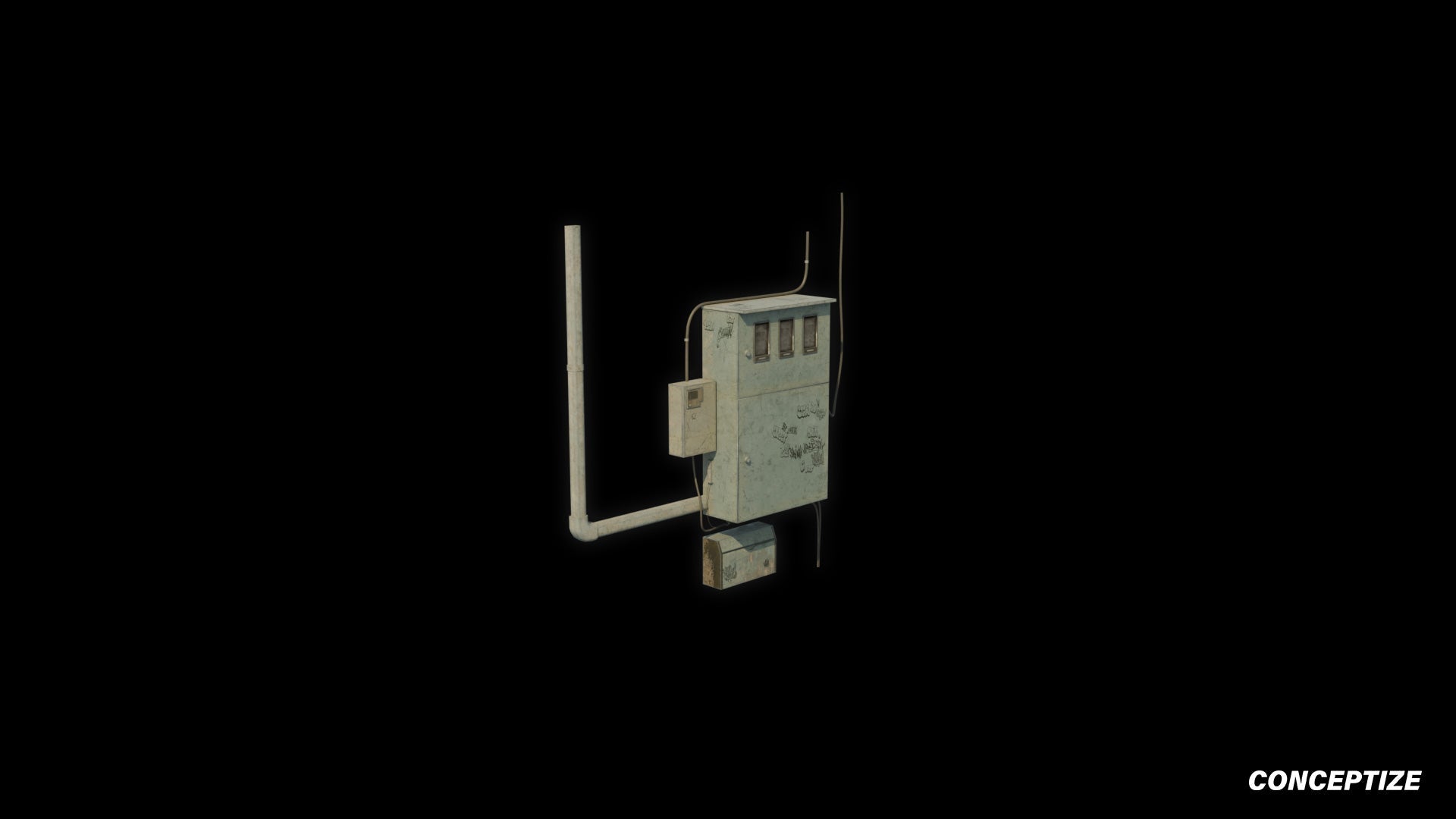 Utility box meticulously handcrafted PBR textured 3D asset optimized Blender Unreal Engine electrical enclosure junction cabinet control panel urban streets