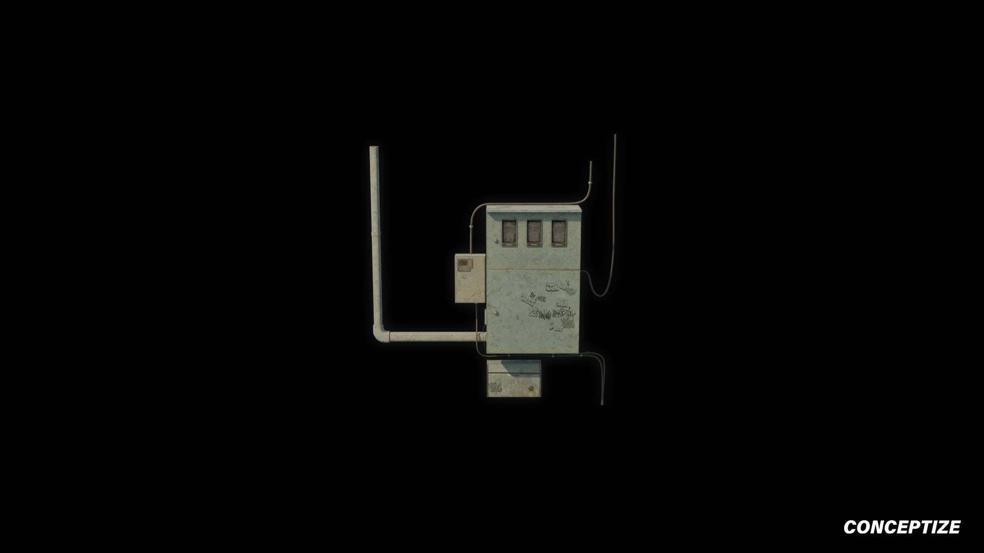 Utility box meticulously handcrafted PBR textured 3D asset optimized Blender Unreal Engine electrical enclosure junction cabinet control panel urban streets