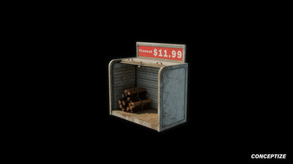 American windshield gas station shelf meticulously handcrafted PBR textured 3D asset optimized Blender Unreal Engine automotive prop retail garage fuel station