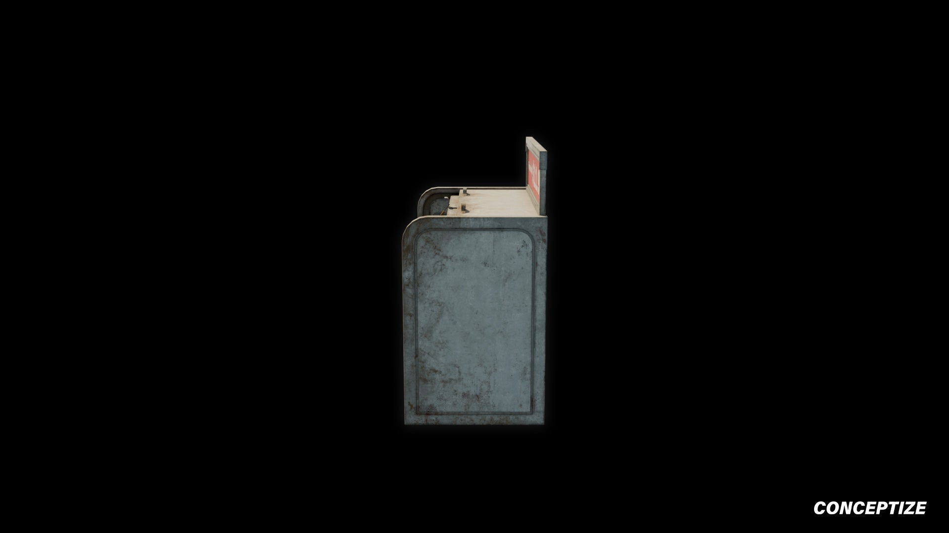 American wood gas station shelf meticulously handcrafted PBR textured 3D asset optimized Blender Unreal Engine retail rack store prop