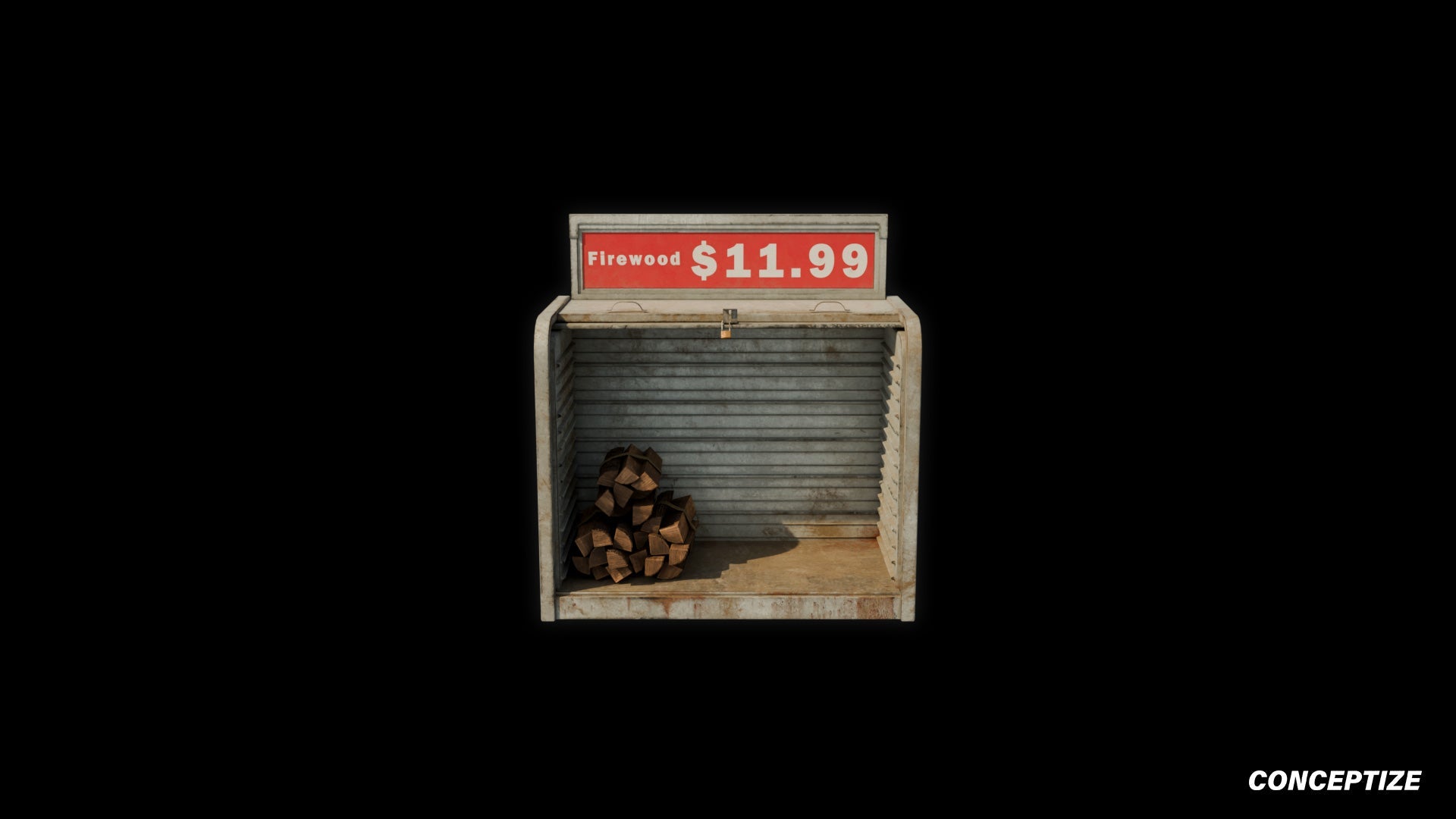 American wood gas station shelf meticulously handcrafted PBR textured 3D asset optimized Blender Unreal Engine retail rack store prop