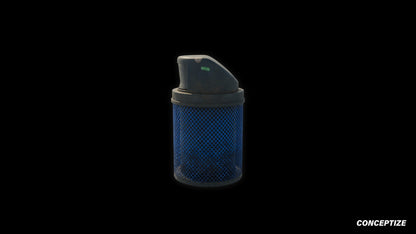 American street trash can meticulously handcrafted PBR textured 3D model garbage bin litter container wastebasket urban environment Blender Unreal Engine