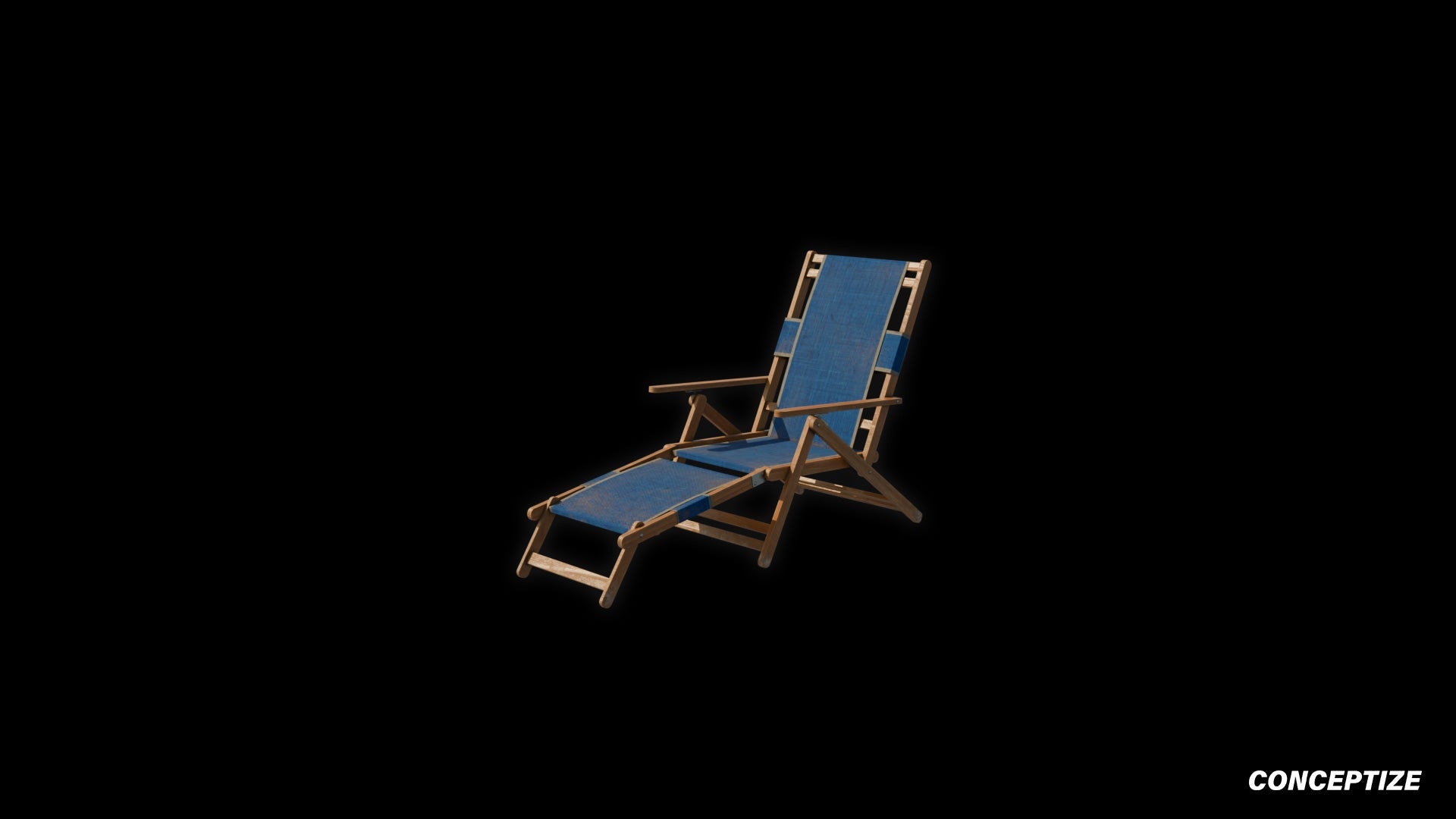 American wood beach chair meticulously handcrafted PBR textured 3D model seaside lounge deck chair coastal furniture Blender Unreal Engine