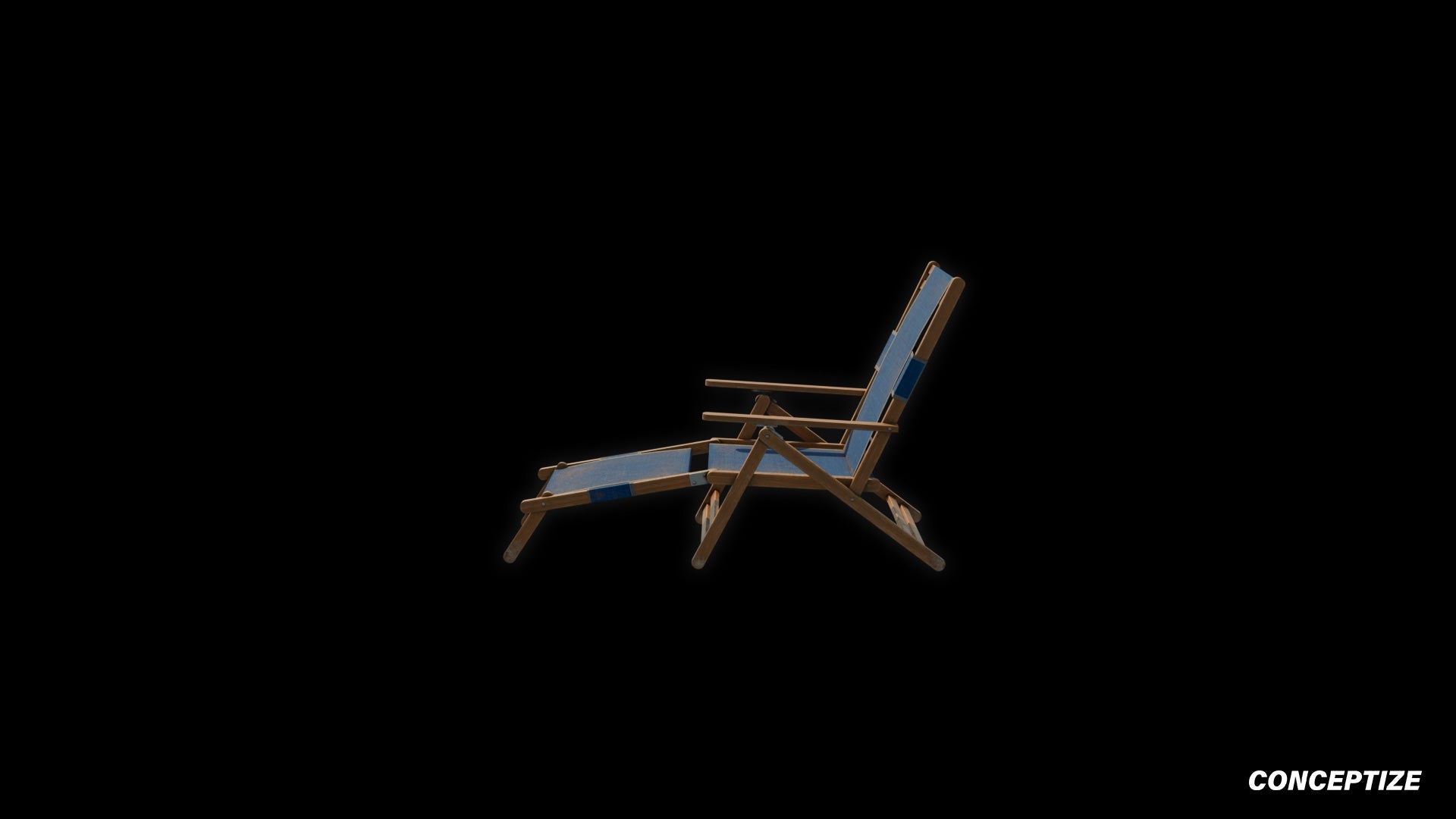 American wood beach chair meticulously handcrafted PBR textured 3D model seaside lounge deck chair coastal furniture Blender Unreal Engine