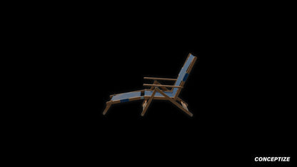American wood beach chair meticulously handcrafted PBR textured 3D model seaside lounge deck chair coastal furniture Blender Unreal Engine