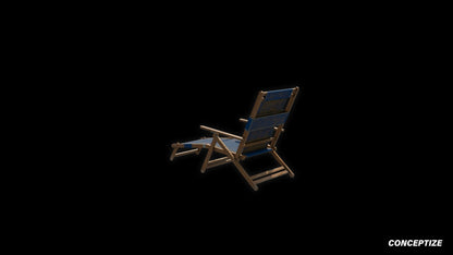 American wood beach chair meticulously handcrafted PBR textured 3D model seaside lounge deck chair coastal furniture Blender Unreal Engine