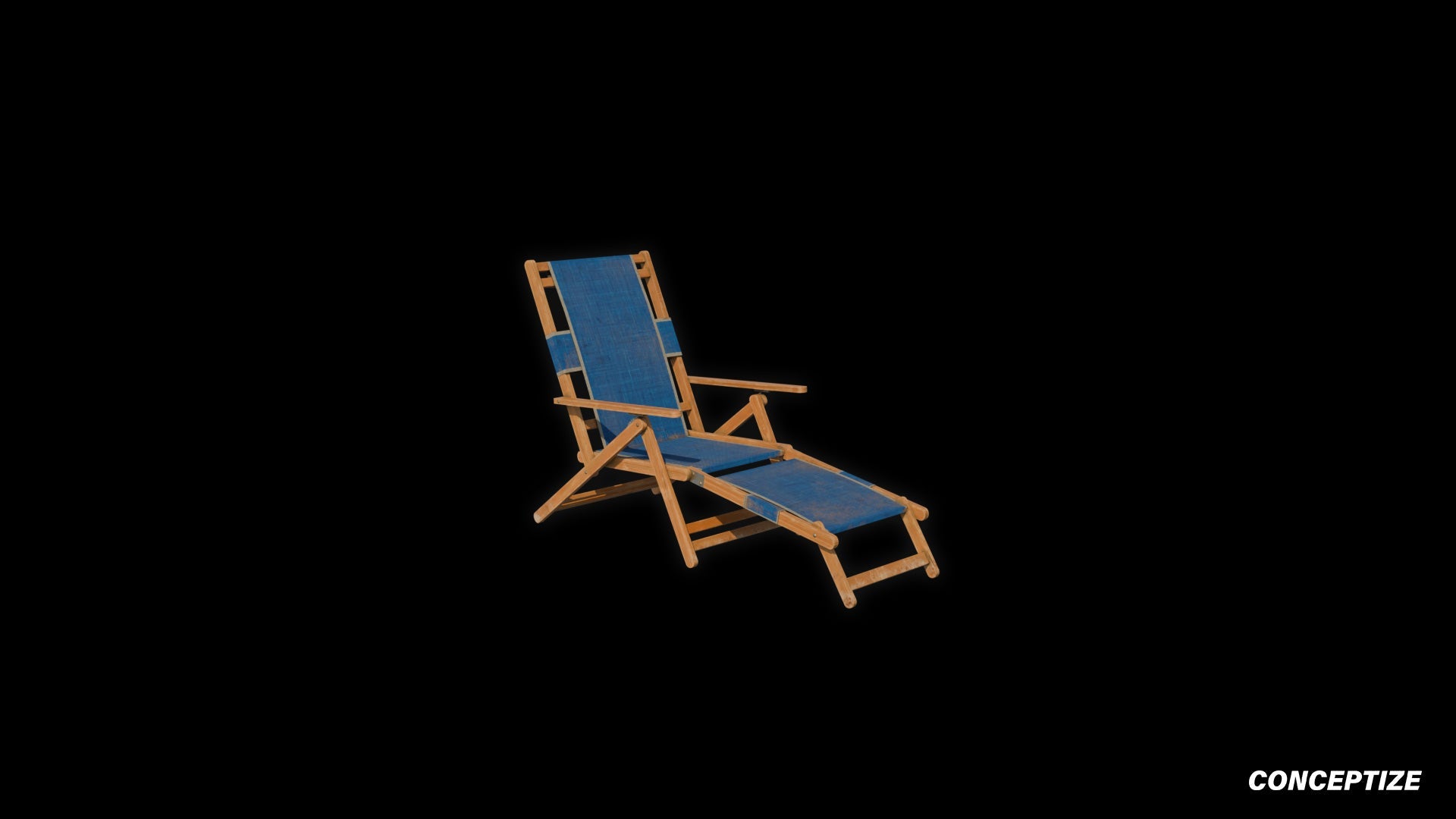 American wood beach chair meticulously handcrafted PBR textured 3D model seaside lounge deck chair coastal furniture Blender Unreal Engine