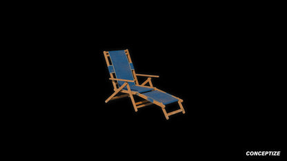 American wood beach chair meticulously handcrafted PBR textured 3D model seaside lounge deck chair coastal furniture Blender Unreal Engine