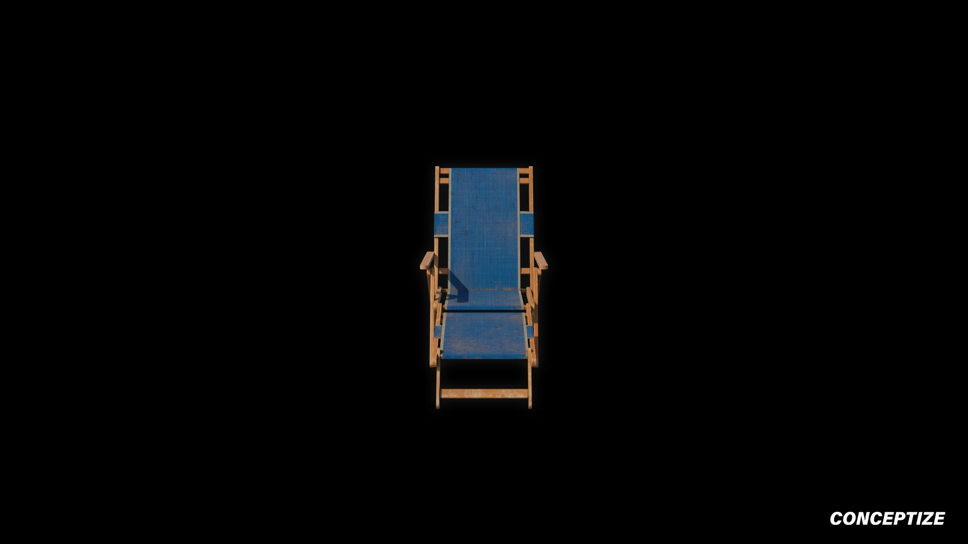 American wood beach chair meticulously handcrafted PBR textured 3D model seaside lounge deck chair coastal furniture Blender Unreal Engine
