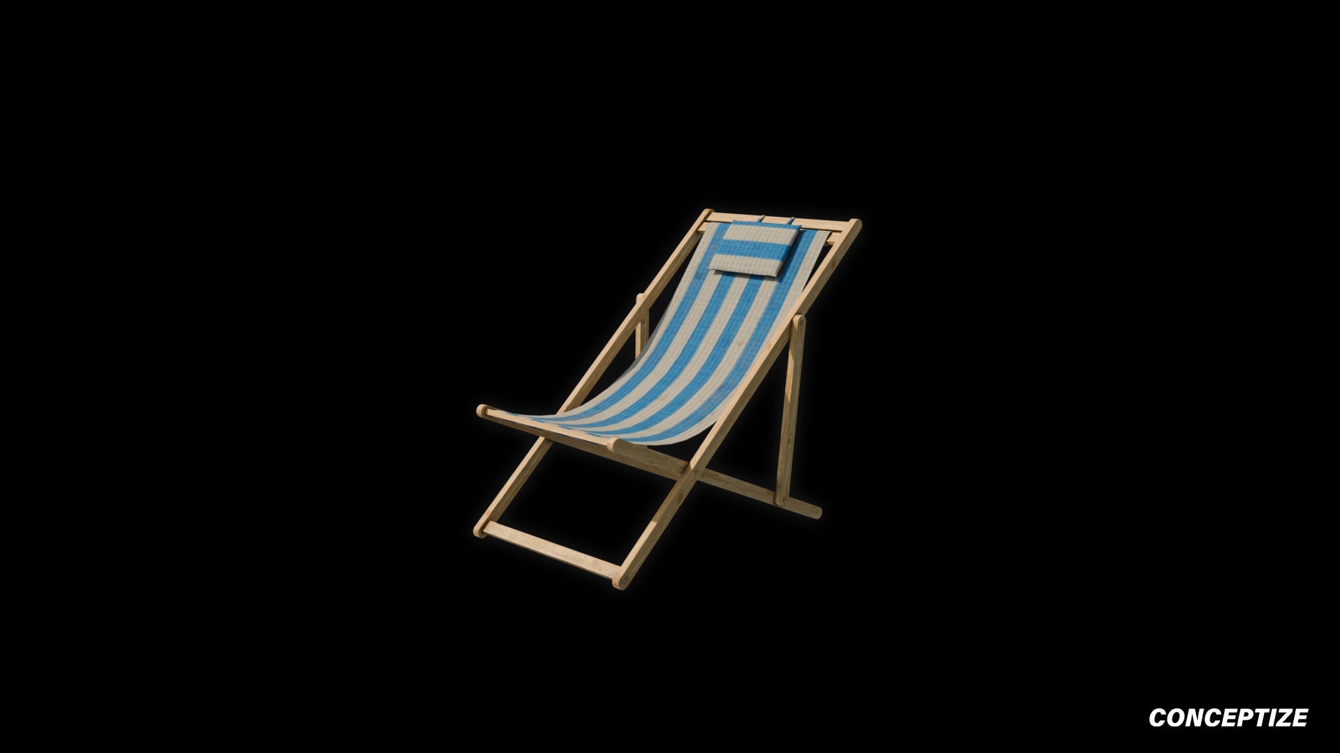 American wood beach chair meticulously handcrafted PBR textured 3D model seaside lounge deck chair coastal furniture Blender Unreal Engine