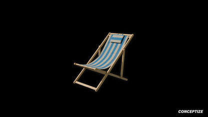 American wood beach chair meticulously handcrafted PBR textured 3D model seaside lounge deck chair coastal furniture Blender Unreal Engine