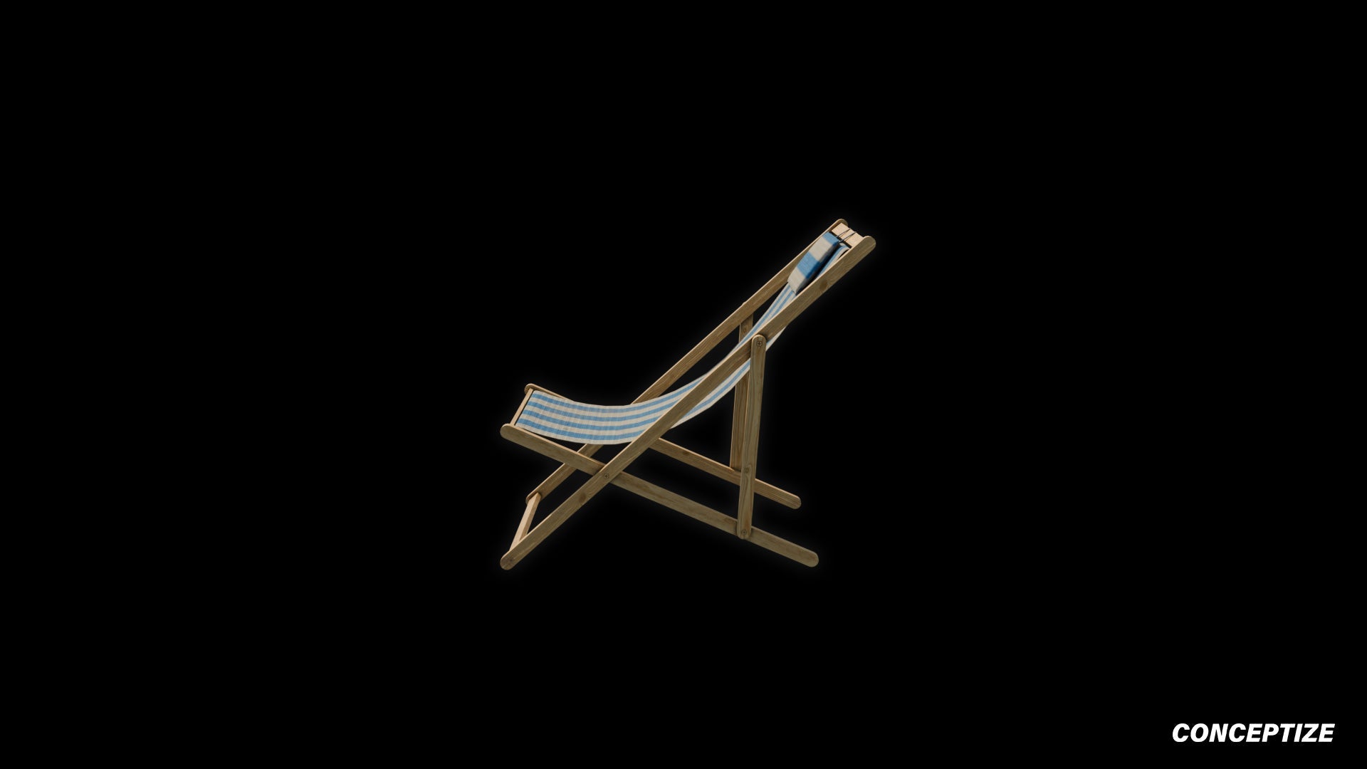American wood beach chair meticulously handcrafted PBR textured 3D model seaside lounge deck chair coastal furniture Blender Unreal Engine