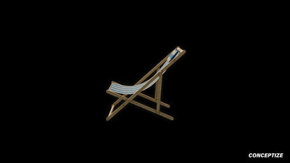 American wood beach chair meticulously handcrafted PBR textured 3D model seaside lounge deck chair coastal furniture Blender Unreal Engine